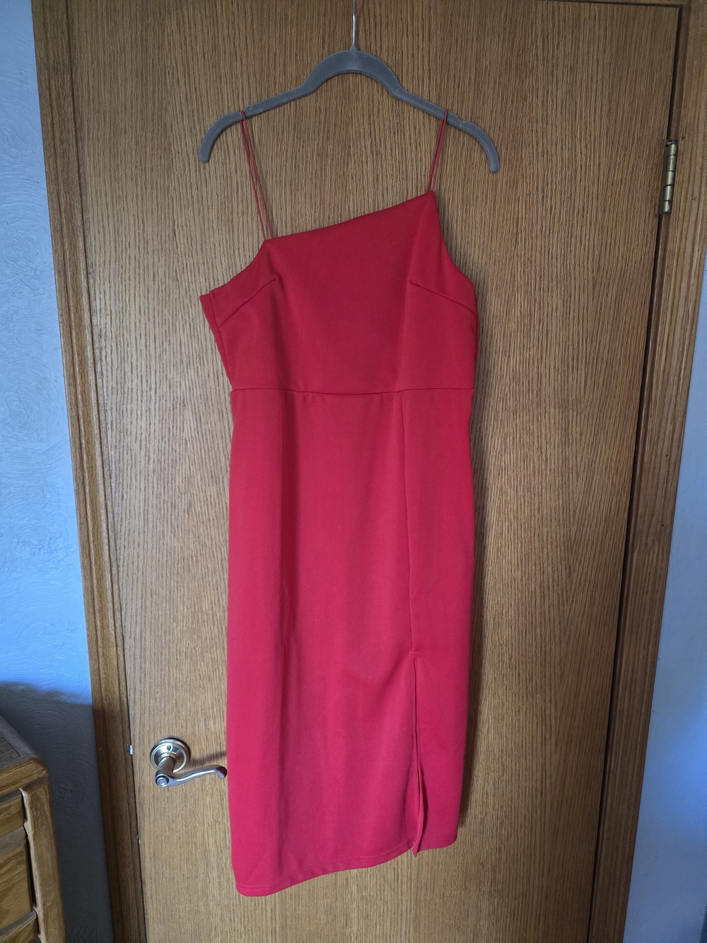 Red Spaghetti Strap Midi Dress